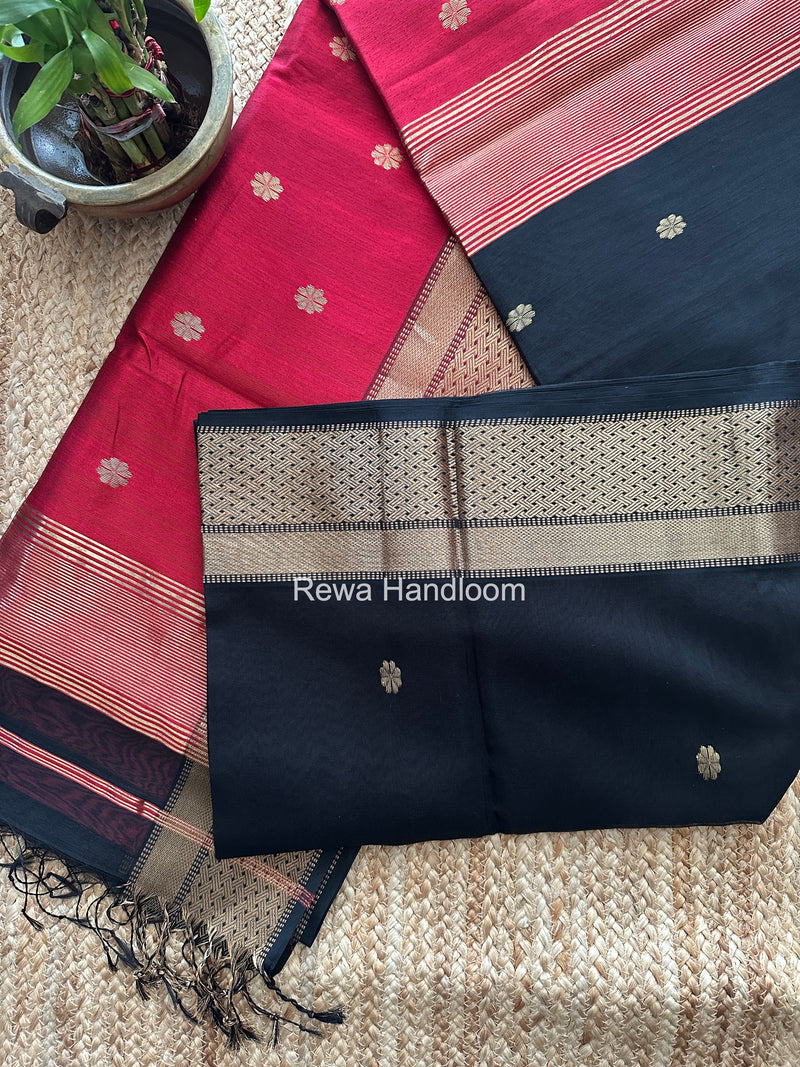 Maheshwari Black Flower Butti Saree JBS0106