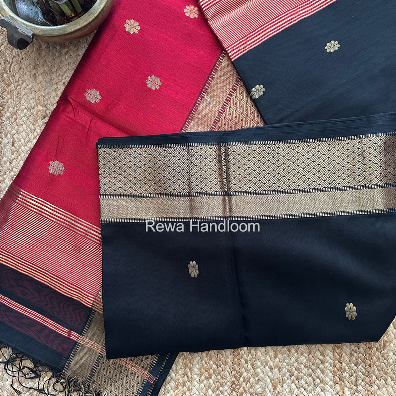 Maheshwari Black Flower Butti Saree JBS0106