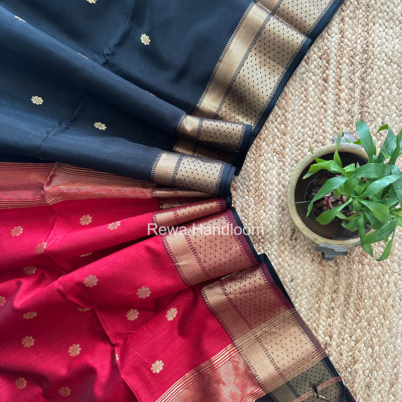 Maheshwari Black Flower Butti Saree JBS0106
