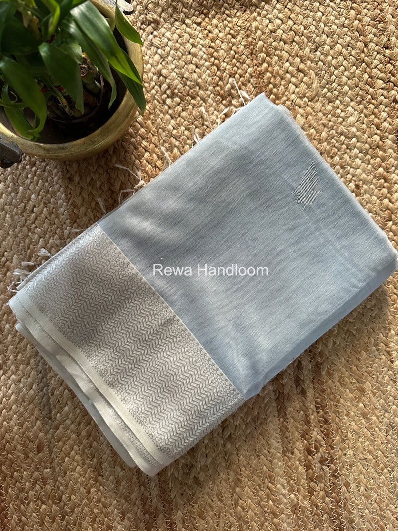 Maheshwari Grey Silver Butti Saree SGSB023 Rewa Handloom