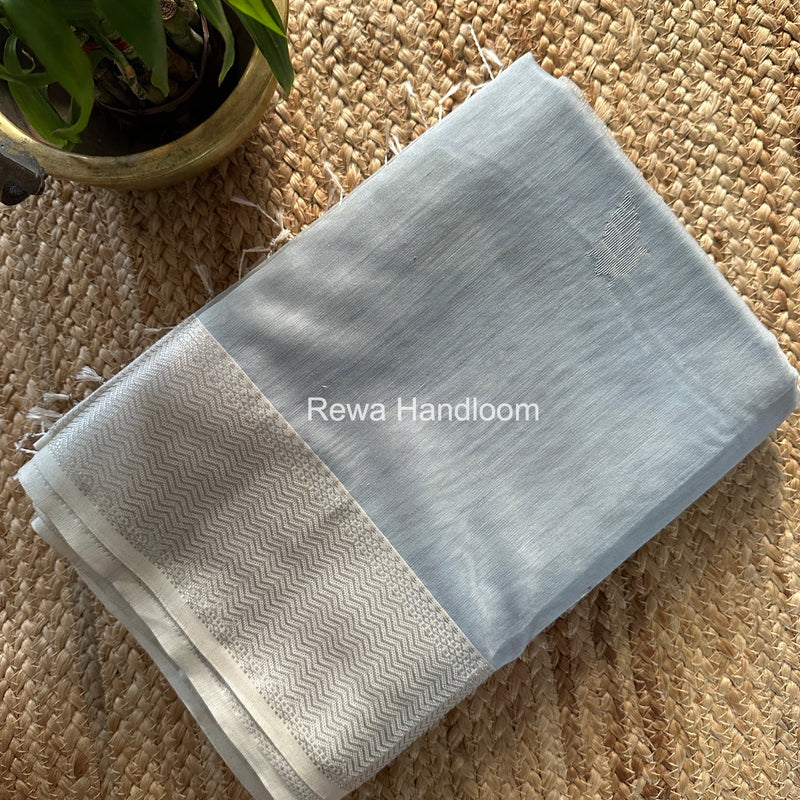Maheshwari Grey Silver Butti Saree SGSB023 Rewa Handloom