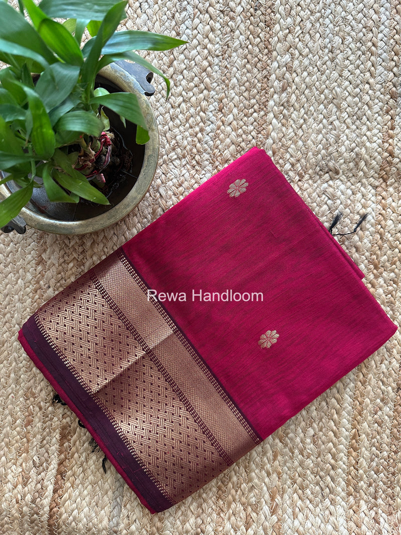 Maheshwari Magenta Flower Butti Saree JBS0107