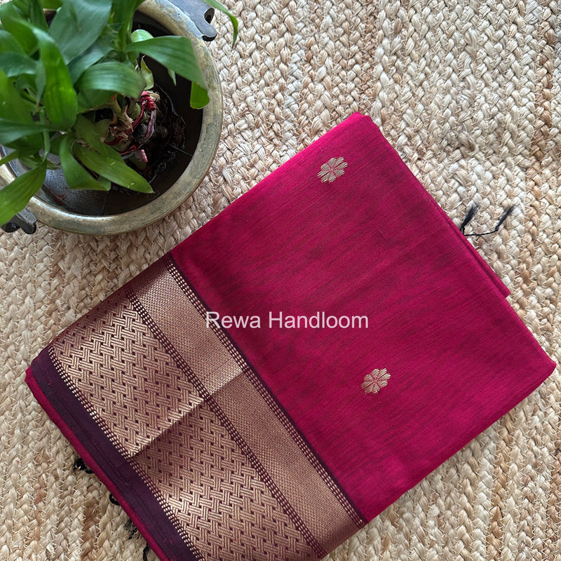 Maheshwari Magenta Flower Butti Saree JBS0107