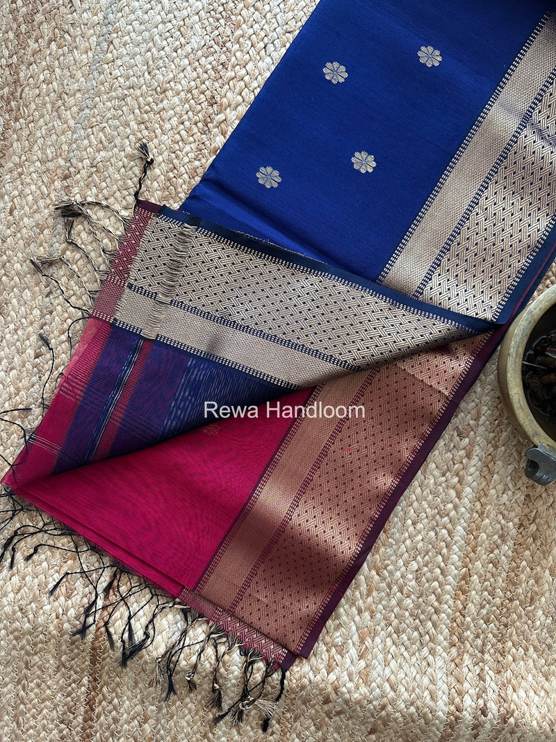 Maheshwari Magenta Flower Butti Saree JBS0107