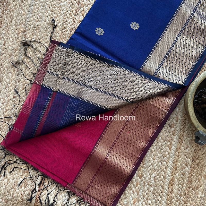 Maheshwari Magenta Flower Butti Saree JBS0107
