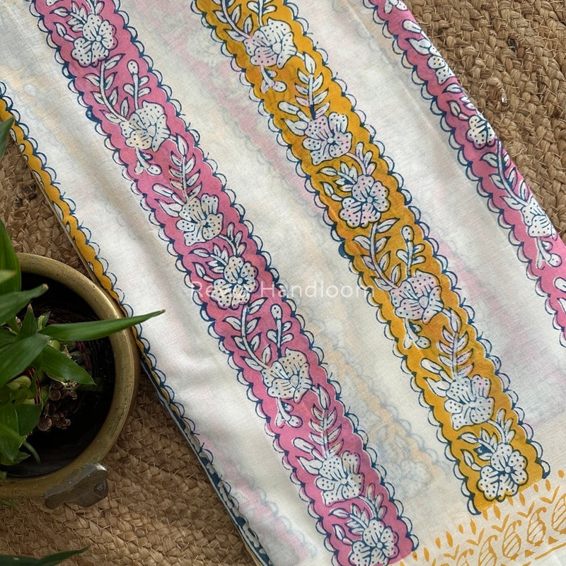 White Indigo Cotton Saree IND08
