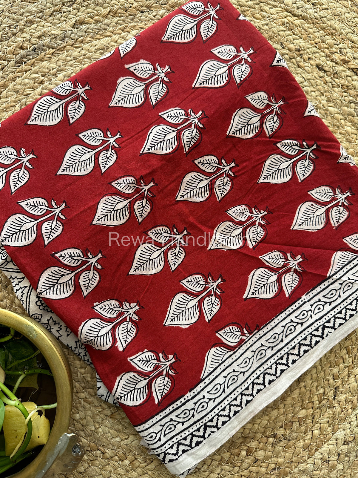 Red-White Bagh Print Cotton Suit-BCS75