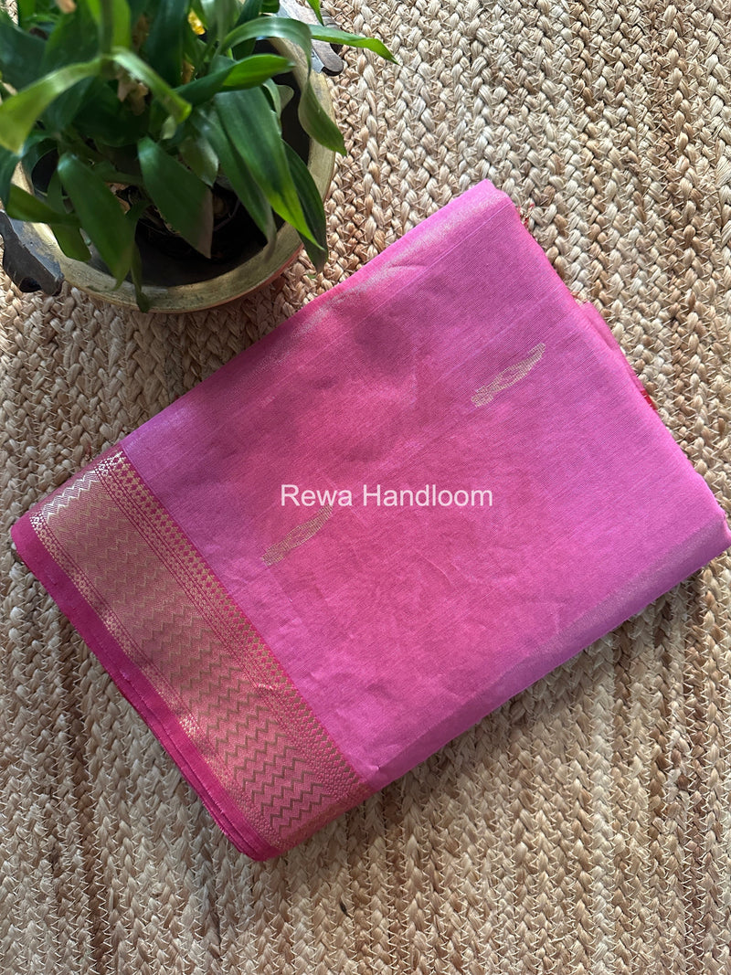 Maheshwari Pink Tissue Butti Saree TBBS0111 Rewa Handloom