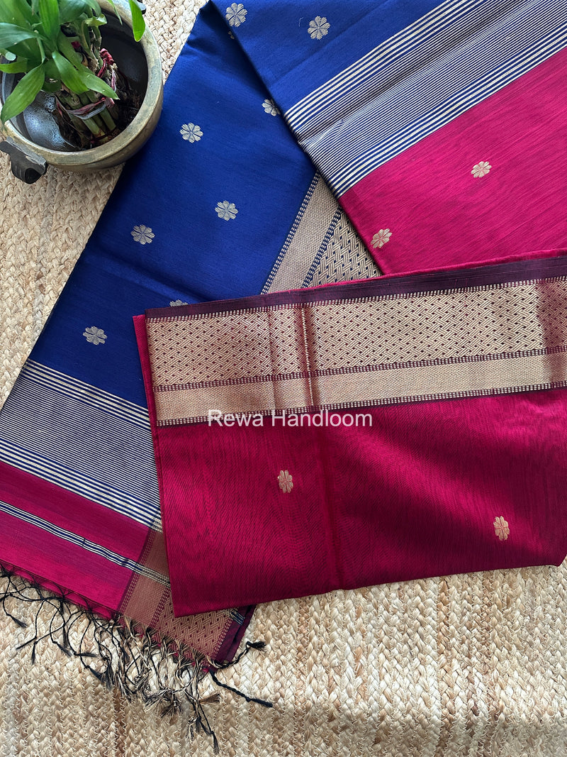 Maheshwari Magenta Flower Butti Saree JBS0107
