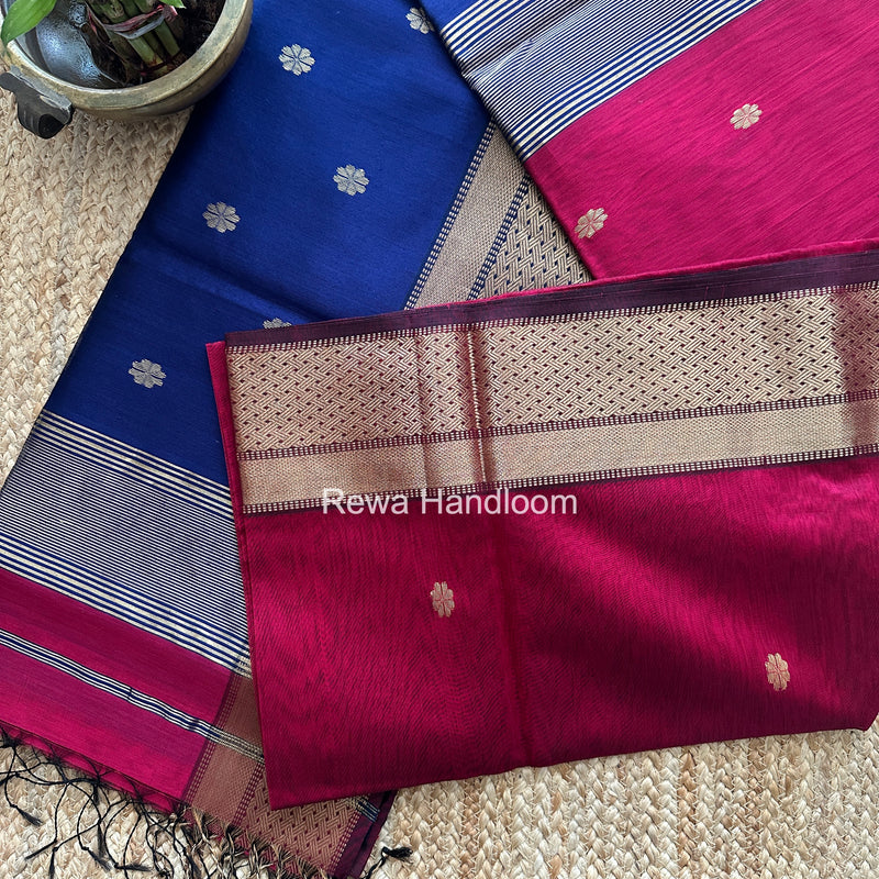 Maheshwari Magenta Flower Butti Saree JBS0107