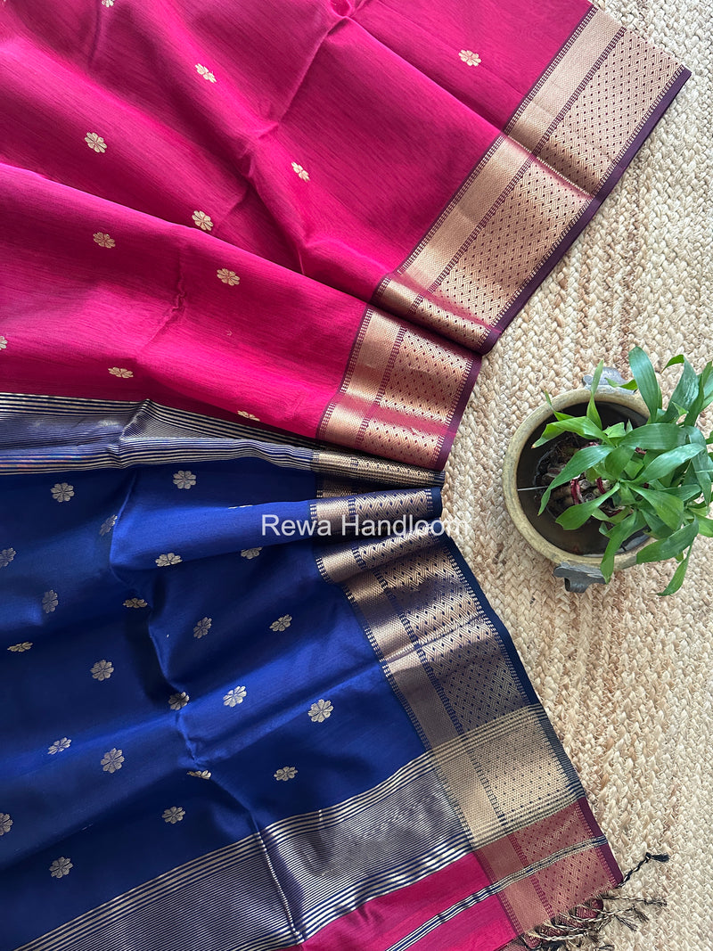 Maheshwari Magenta Flower Butti Saree JBS0107