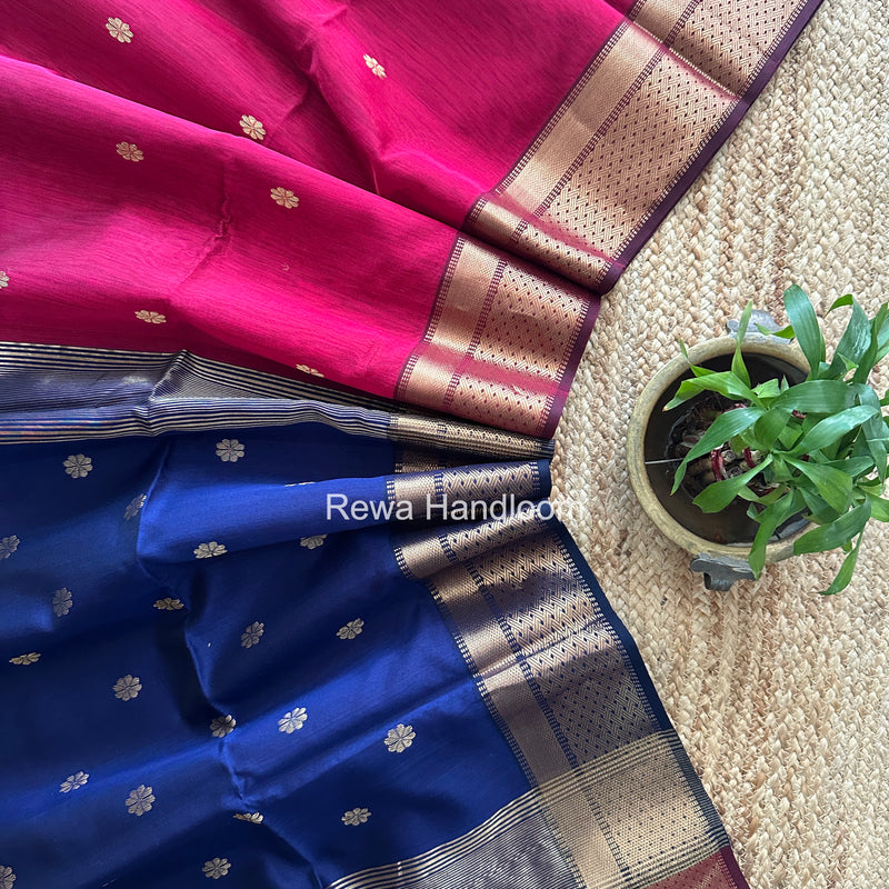 Maheshwari Magenta Flower Butti Saree JBS0107