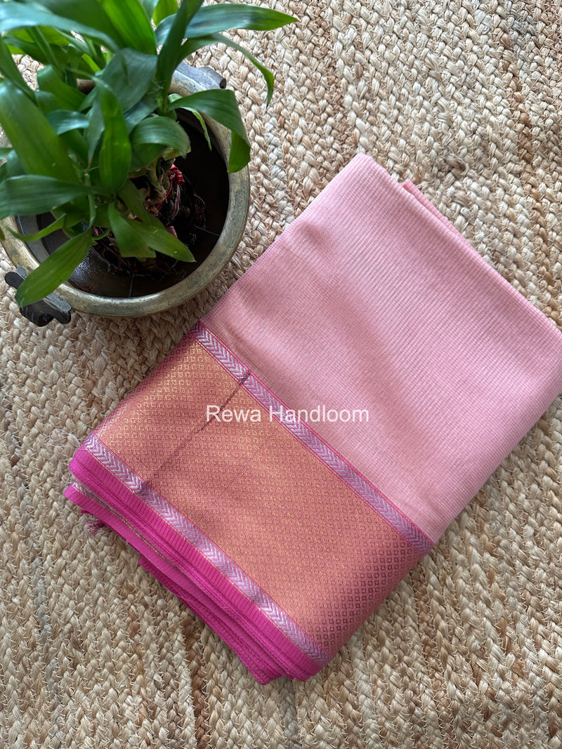 Exclusive Maheshwari Baby Pink Tissue Silk Saree ZTS0186