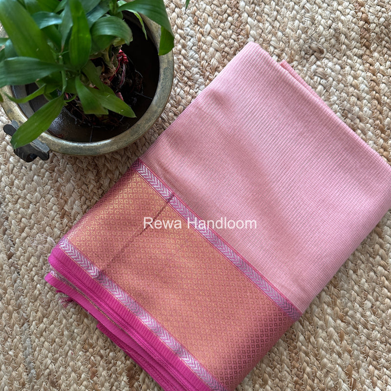 Exclusive Maheshwari Baby Pink Tissue Silk Saree ZTS0186