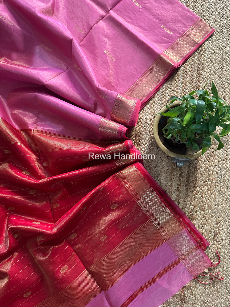 Maheshwari Pink Tissue Butti Saree TBBS0111
