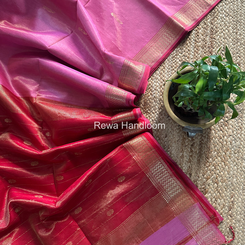 Maheshwari Pink Tissue Butti Saree TBBS0111