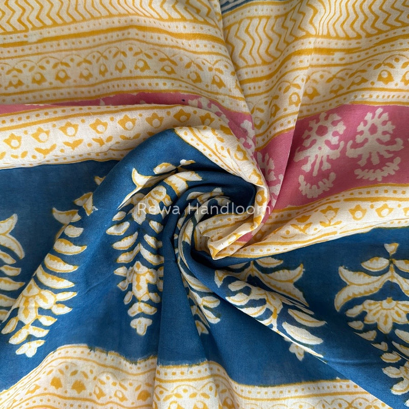 White Indigo Cotton Saree IND08