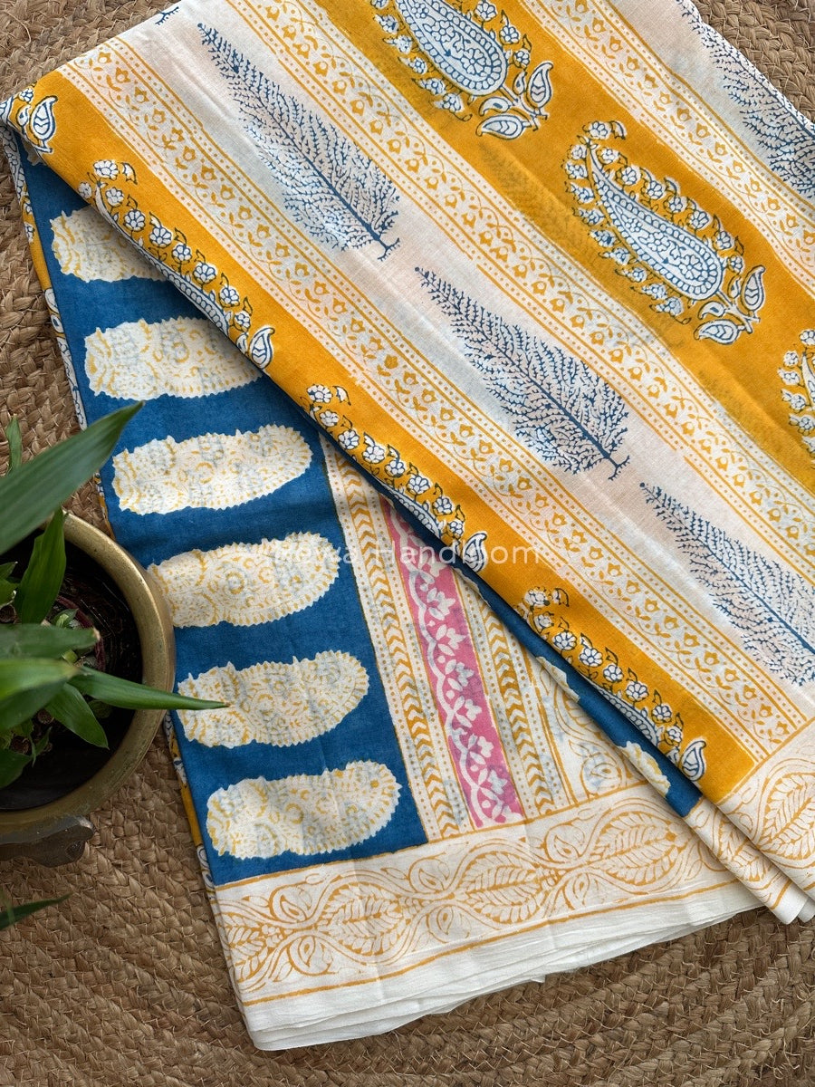  Indigo Cotton Saree