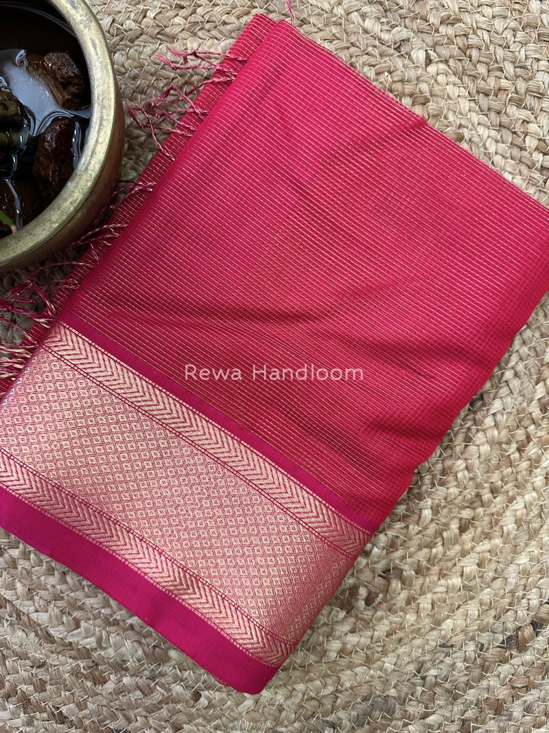 Exclusive Maheshwari Pink Tissue Silk Saree ZTS0104