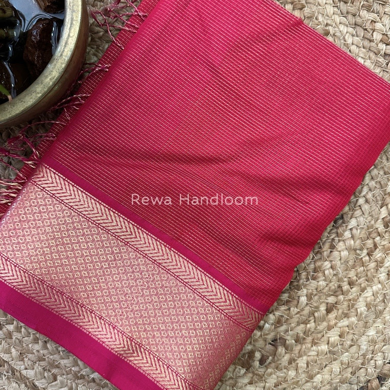 Exclusive Maheshwari Pink Tissue Silk Saree ZTS0104