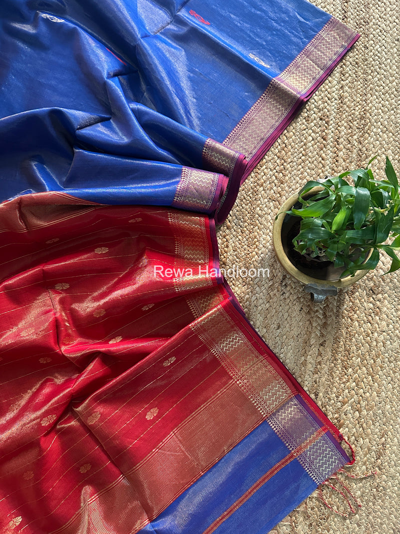 Maheshwari Blue Tissue Butti Saree TBBS0112