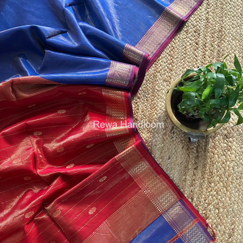 Maheshwari Blue Tissue Butti Saree TBBS0112