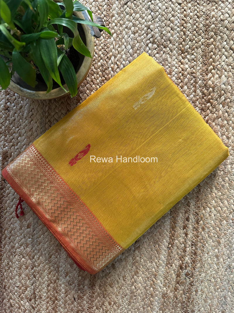 Maheshwari Yellow Tissue Butti Saree TBBS0113