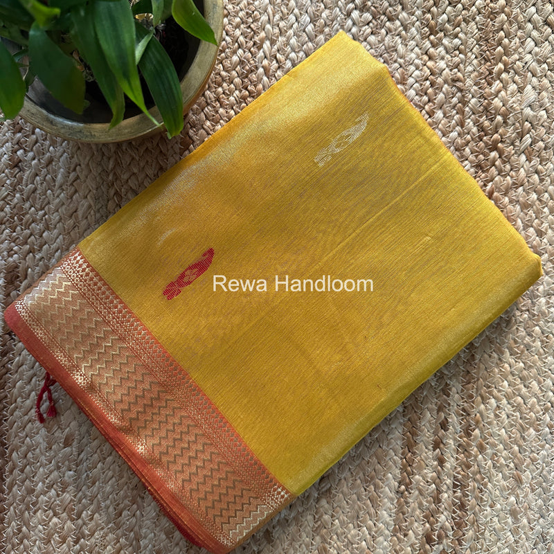 Maheshwari Yellow Tissue Butti Saree TBBS0113