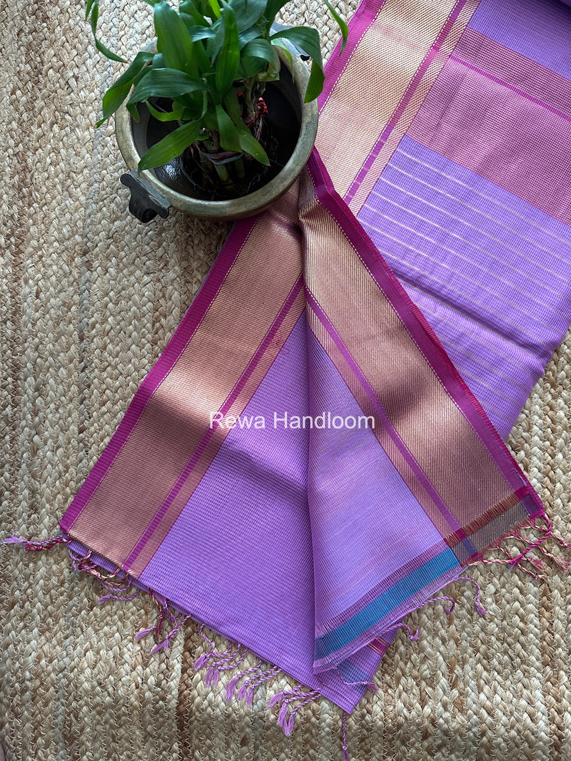 Exclusive Maheswari Self Checks Lavender Saree MCS086