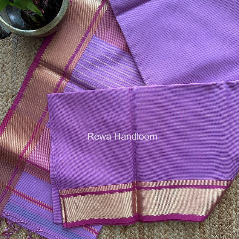 Exclusive Maheswari Self Checks Lavender Saree MCS086