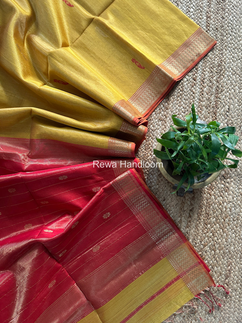 Maheshwari Yellow Tissue Butti Saree TBBS0113