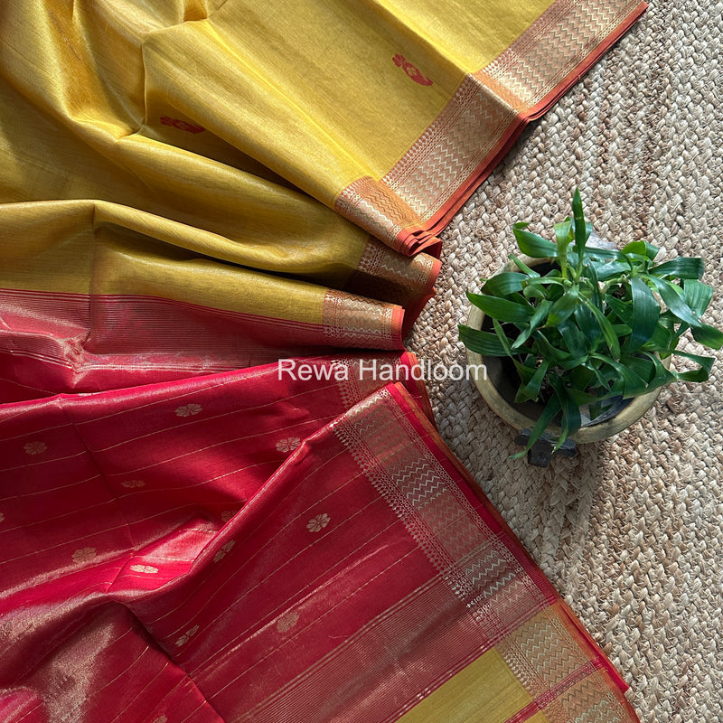 Maheshwari Yellow Tissue Butti Saree TBBS0113