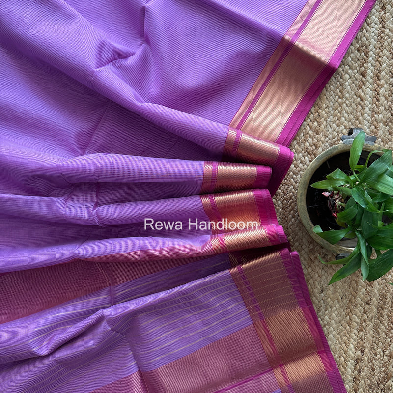 Exclusive Maheswari Self Checks Lavender Saree MCS086