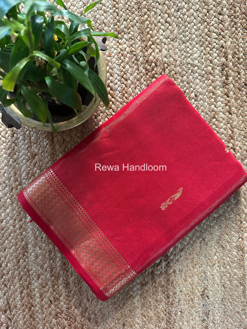 Maheshwari Red Tissue Butti Saree TBBS0114