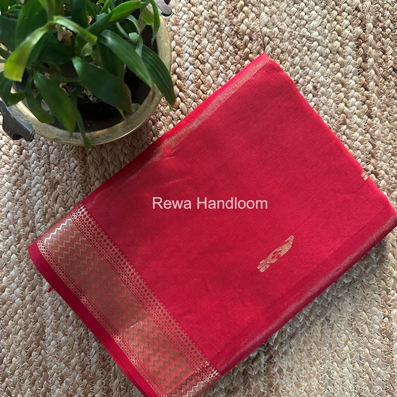 Maheshwari Red Tissue Butti Saree TBBS0114