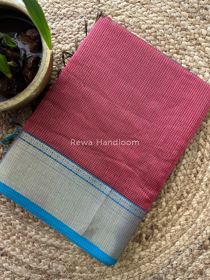 Exclusive Maheshwari Pink Tissue Silk Saree ZTS0106
