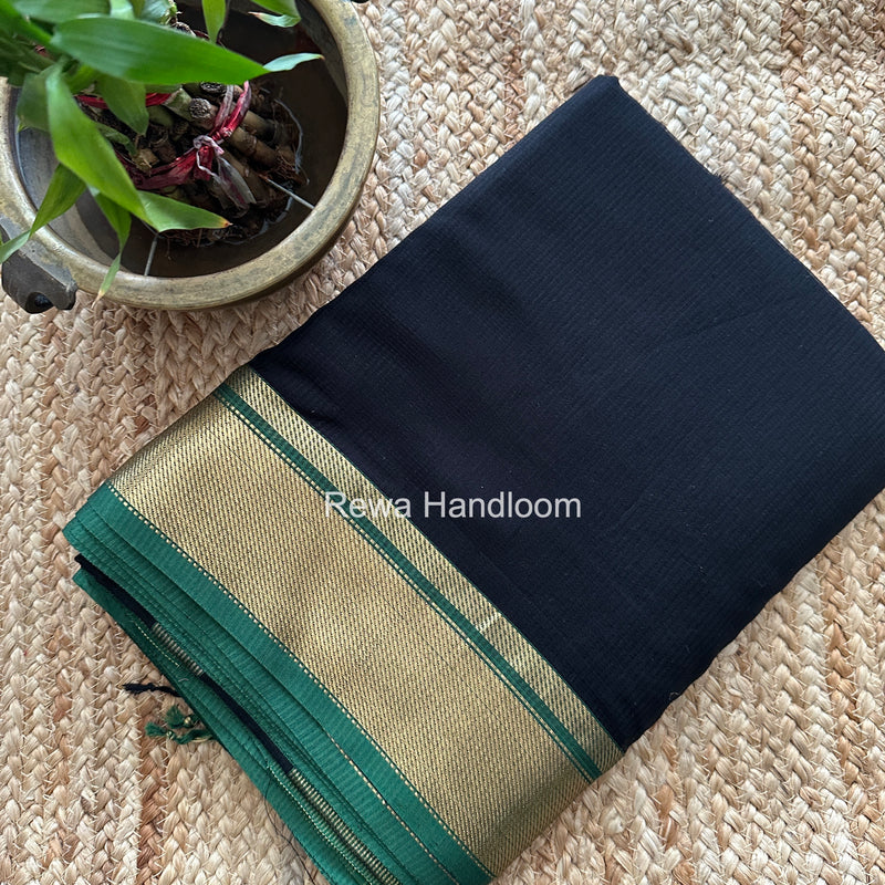 Exclusive Maheswari Self Checks Black Saree MCS085