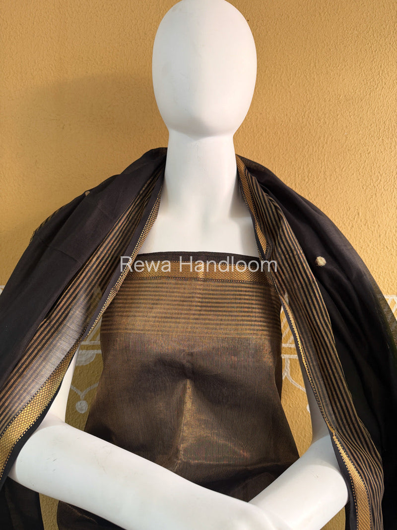 Maheshwari Black Tissue Top Dupatta Sets TBTS101 Rewa Handloom