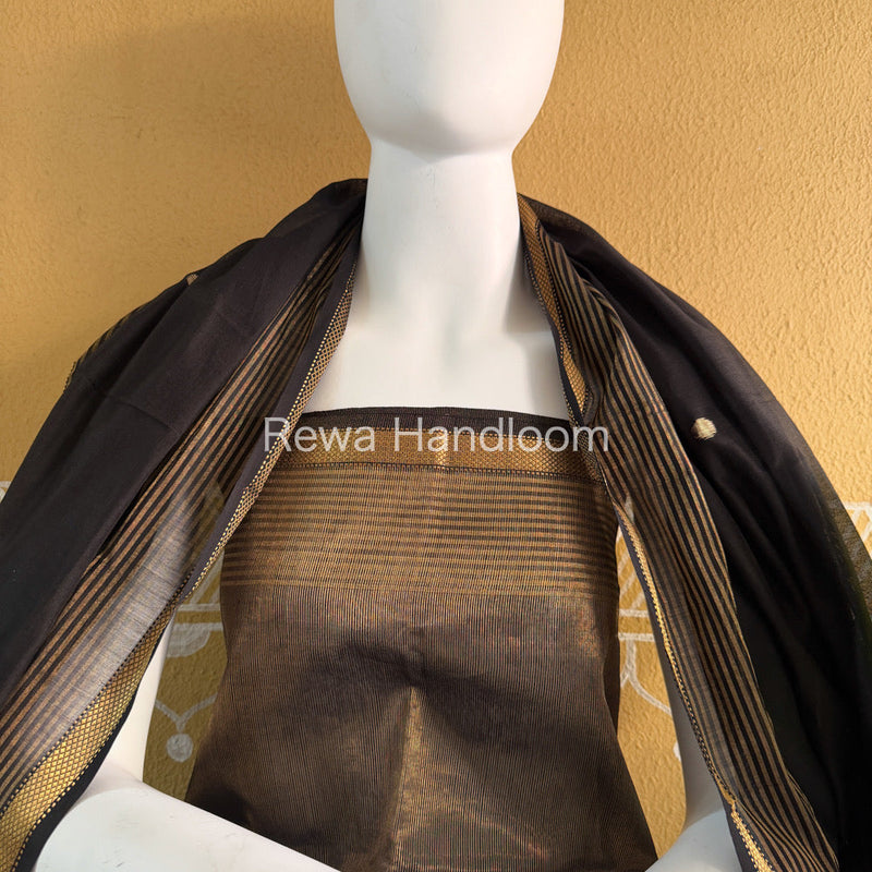 Maheshwari Black Tissue Top Dupatta Sets TBTS101 Rewa Handloom