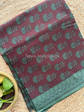 Maroon-Green Bagh Print Cotton Suit-BCS73