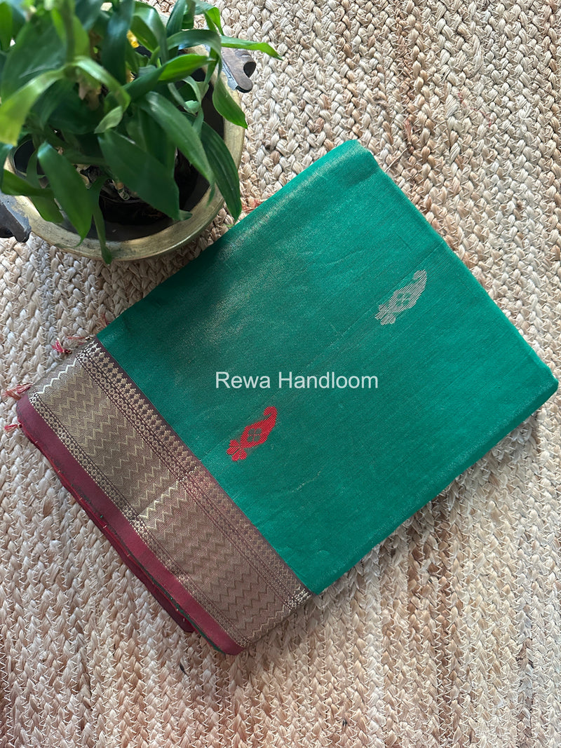 Maheshwari Green Tissue Butti Saree TBBS0115
