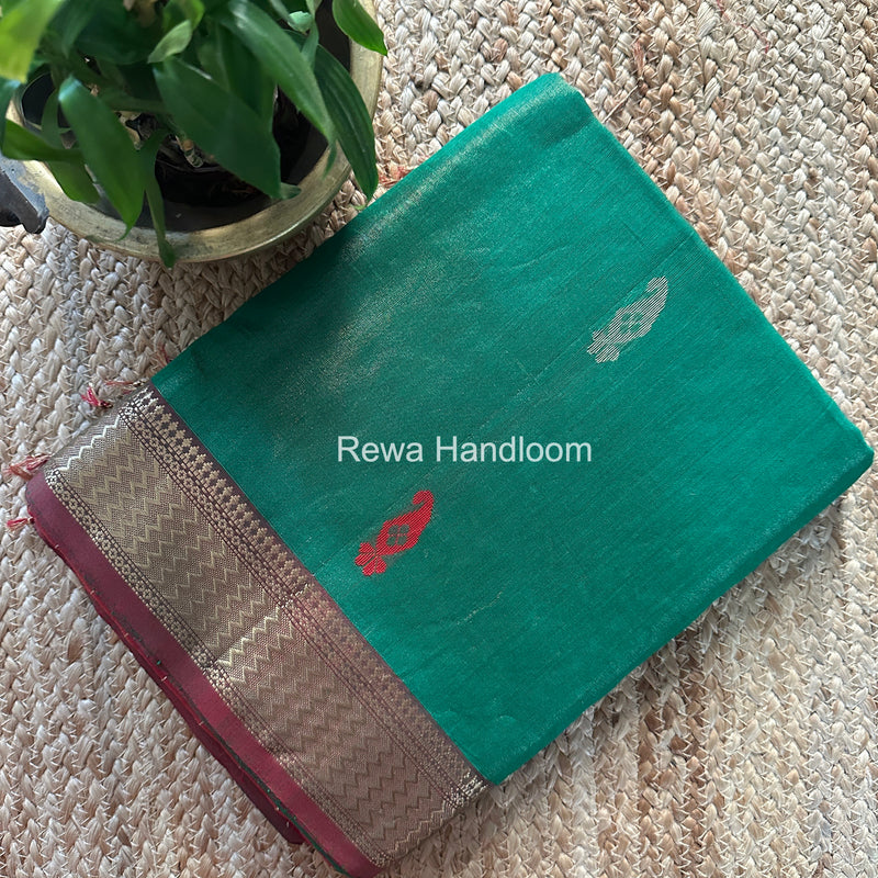 Maheshwari Green Tissue Butti Saree TBBS0115