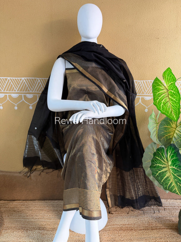 Maheshwari Black Tissue Top Dupatta Sets TBTS101 Rewa Handloom