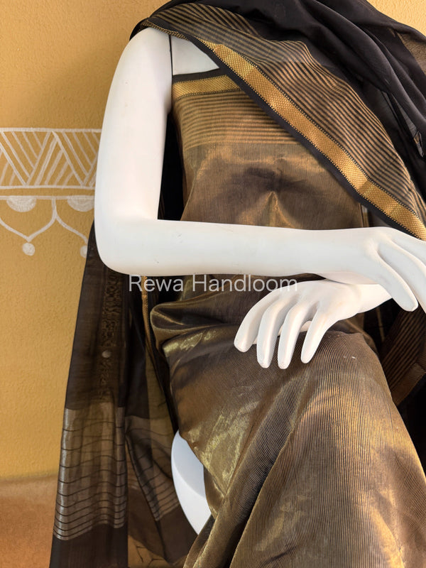 Maheshwari Black Tissue Top Dupatta Sets TBTS101 Rewa Handloom