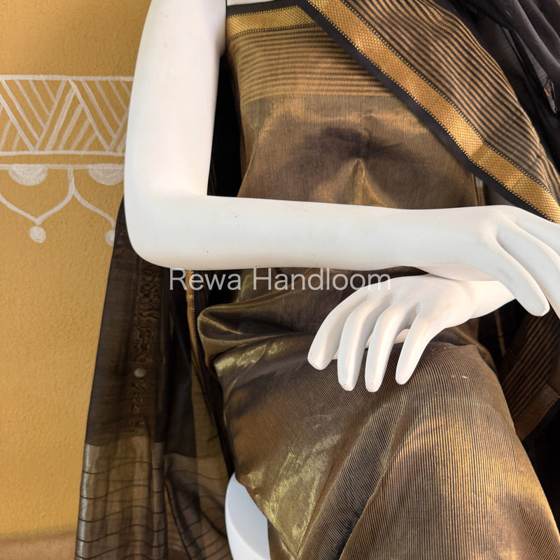 Maheshwari Black Tissue Top Dupatta Sets TBTS101 Rewa Handloom