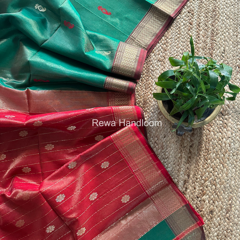 Maheshwari Green Tissue Butti Saree TBBS0115