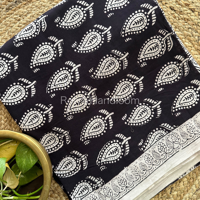 Black-White Bagh Print Cotton Suit-BCS72