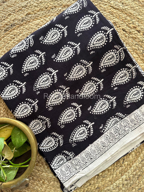 Black-White Bagh Print Cotton Suit-BCS72