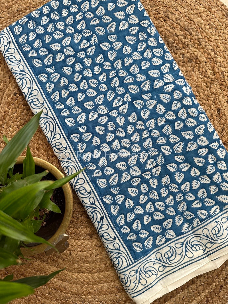 Sky Blue Indigo Cotton Saree IND018