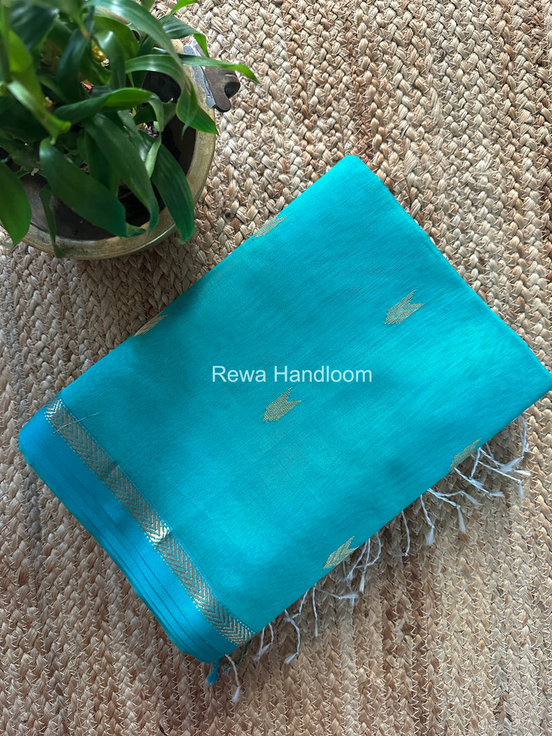Aqua Green V Butti Maheshwari Saree VBS056